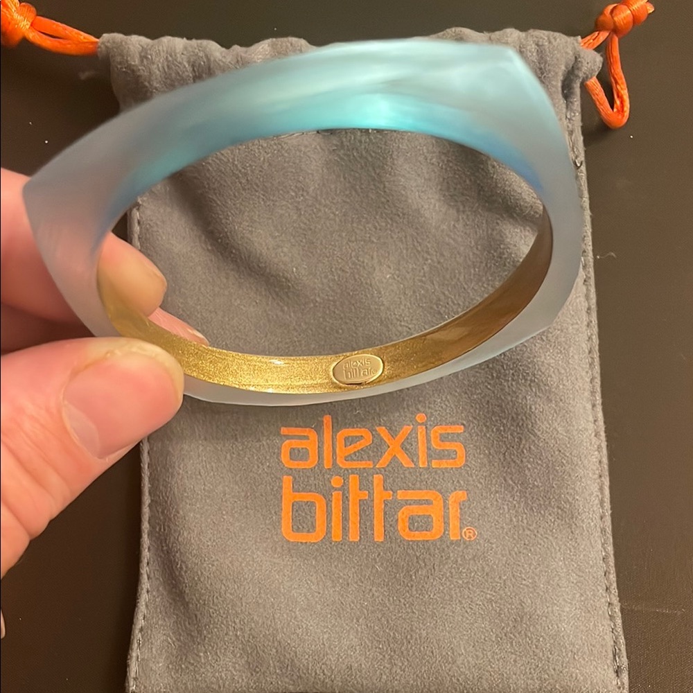 Alexis Bittar Iridescent Blue and Gold Bangle